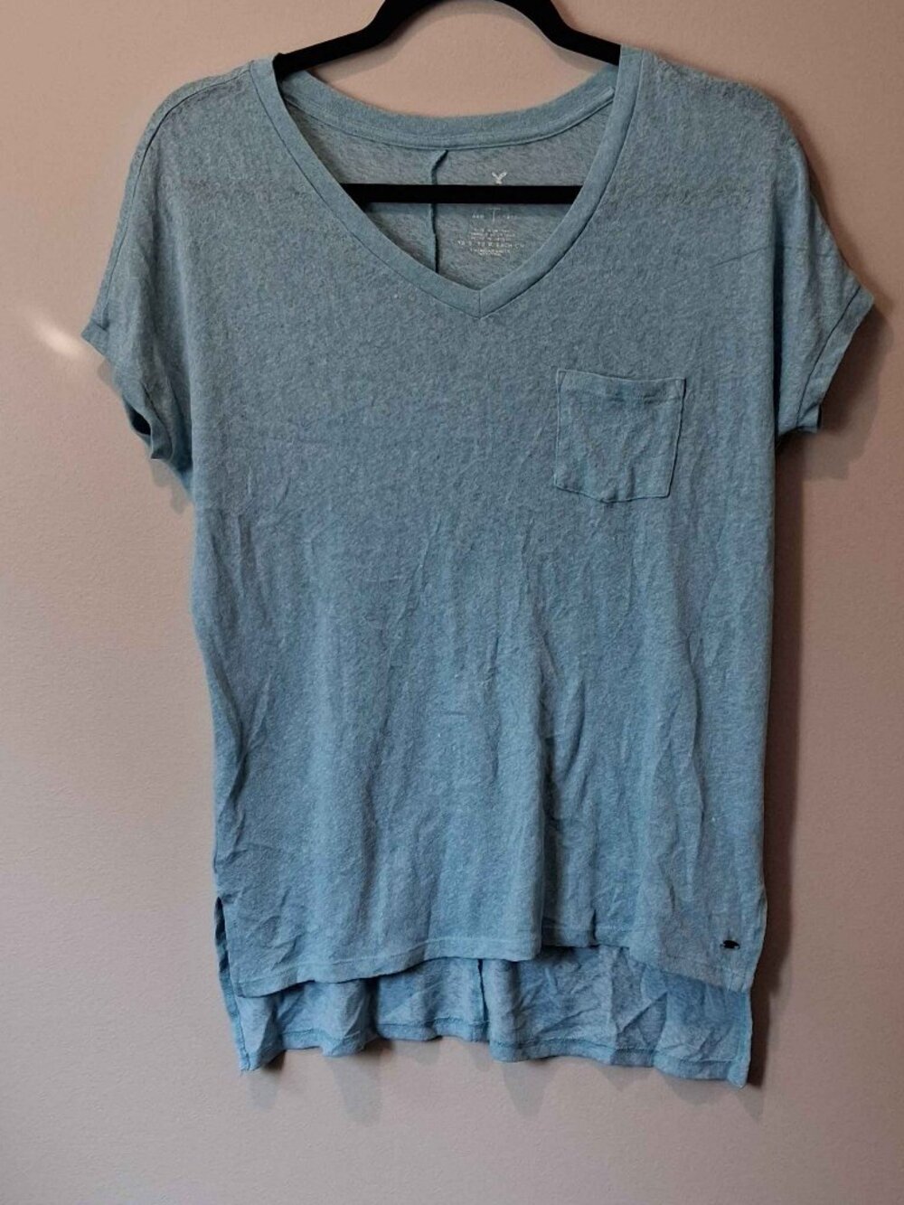 American Eagle Soft and Sexy Light Blue Soft T-Shirt with Pocket Size XS/S